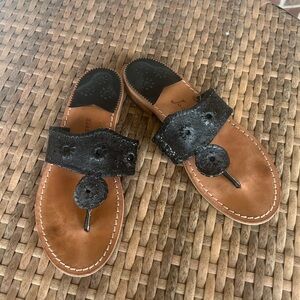 Jack Rogers Glittery Black Sandals Size 8